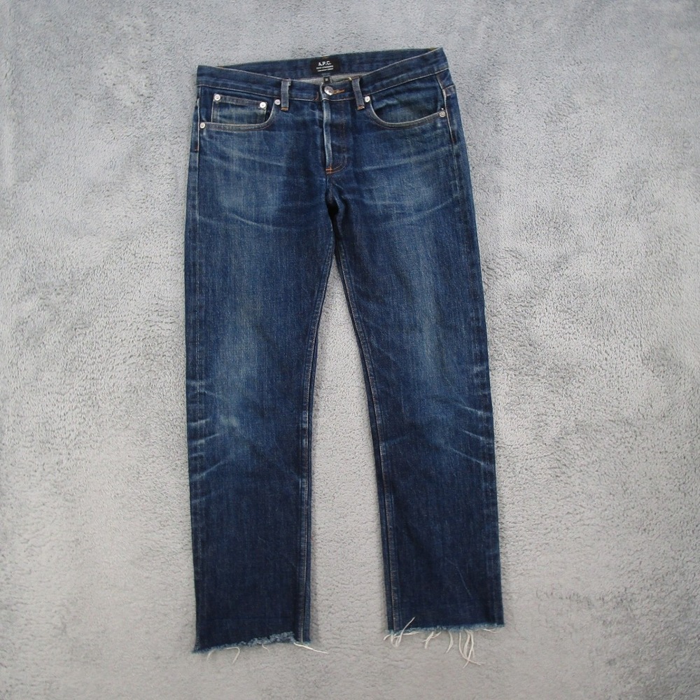 APC Petit Standard Jean Droit Etroit Indigo Straight Leg Raw Hem Jeans 31